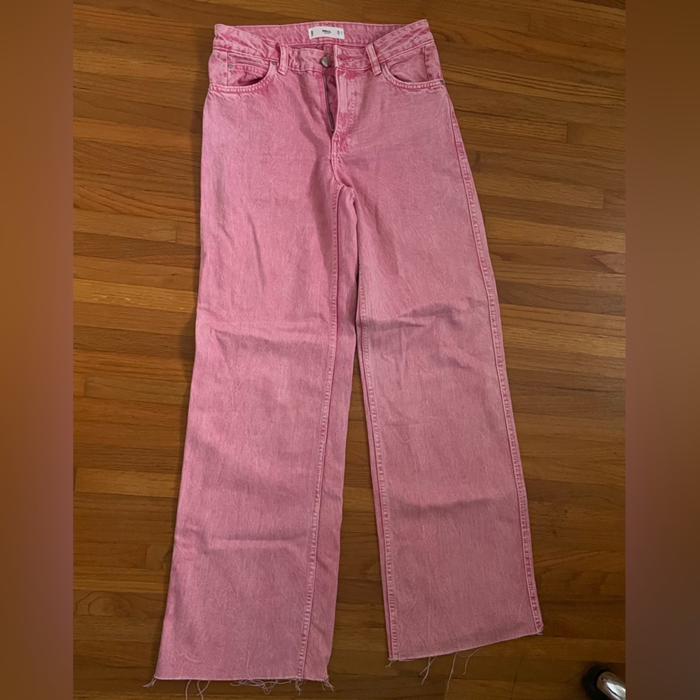 Mango Denim Pink High Rise Wide Leg Women’s Denim Jeans Size 4